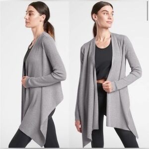 Athleta Light Gray Wool blend Solstice Wrap Cardigan - size Small